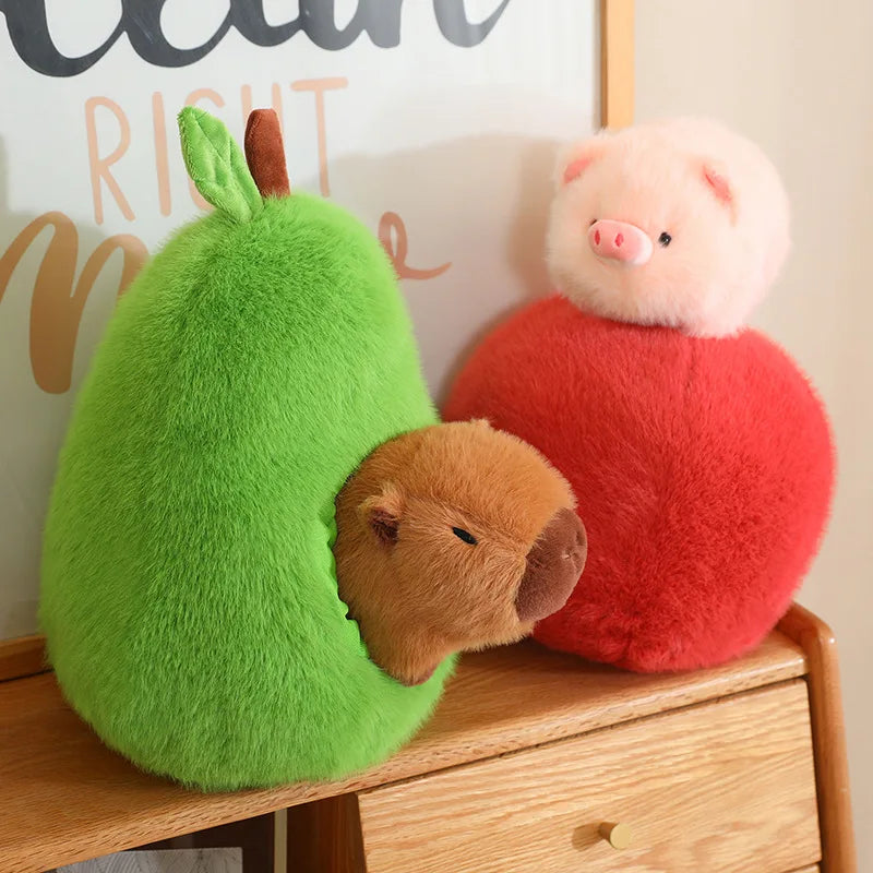 Creative Toys Cute Apple Pig Avocado Capybara Plush Toy Pillow Accompanying Doll Home Decoration Girls Birthday Holiday Gift